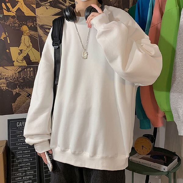 men sweatshirt solid color spring autumn hoodies streetwear clothes round neck thick warm oversize fashion kg-175, White;black
men sweatshirt solid color spring autumn hoodies streetwear clothes round neck thick warm oversize fashion kg-175, White;black