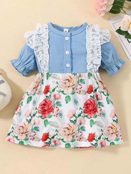 baby floral print contrast lace ruffle trim 2 in 1 dress she, Red;yellow
baby floral print contrast lace ruffle trim 2 in 1 dress she, Red;yellow