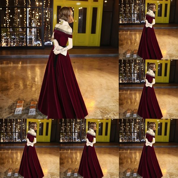 u8jts bridal dress banquet new elegant simple wine toast formal evening red velvet shoulder 2020 wedding evening dress long effhk, Black;gray
u8jts bridal dress banquet new elegant simple wine toast formal evening red velvet shoulder 2020 wedding evening dress long effhk, Black;gray