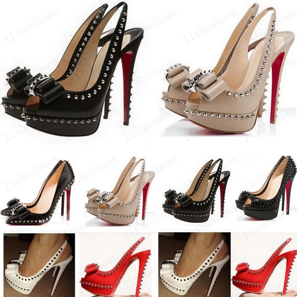 selling peep toe shoes rivets fish mouth red spikes pointed bottom bottoms high heel women dress shoes size 35-45, Black
selling peep toe shoes rivets fish mouth red spikes pointed bottom bottoms high heel women dress shoes size 35-45, Black