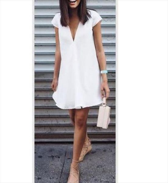 vintage 2019 summer womens loose deep v neck chiffon shirt short sleeve soft solid casual dress, Black;gray
vintage 2019 summer womens loose deep v neck chiffon shirt short sleeve soft solid casual dress, Black;gray