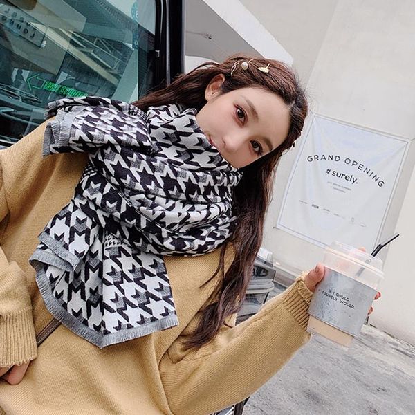 scarves winter warm cashmere scarf women thicken plaid long hijab luxury poncho 320g fashion side double color, Blue;gray 
scarves winter warm cashmere scarf women thicken plaid long hijab luxury poncho 320g fashion side double color, Blue;gray