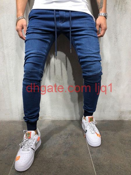 men casual sports jogger jeans spring elastic waist athletic pantalones trousers, Blue
men casual sports jogger jeans spring elastic waist athletic pantalones trousers, Blue