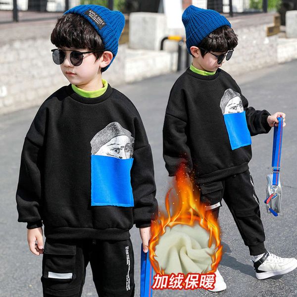 plush sweater for boys 2020 new winter wear children's double layer thickened boy's base coat high collar fashion, Black
plush sweater for boys 2020 new winter wear children's double layer thickened boy's base coat high collar fashion, Black