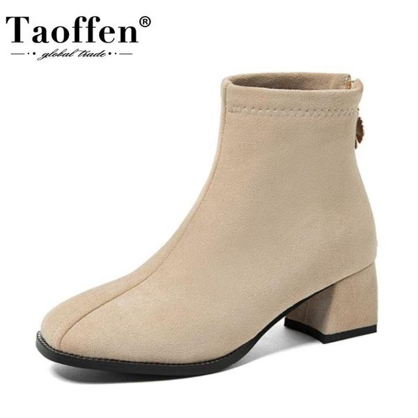 taoffen size 33-43 women ankle boots thick heel zipper flock shoes pointed toe warm boots women fashion office footwear, Black
taoffen size 33-43 women ankle boots thick heel zipper flock shoes pointed toe warm boots women fashion office footwear, Black