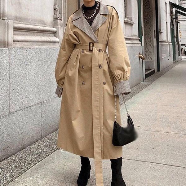 plaid patchwork women's long trench warm casual england lady trenches with belt 2020 new autumn turn-down collar female coat1, Tan;black
plaid patchwork women's long trench warm casual england lady trenches with belt 2020 new autumn turn-down collar female coat1, Tan;black