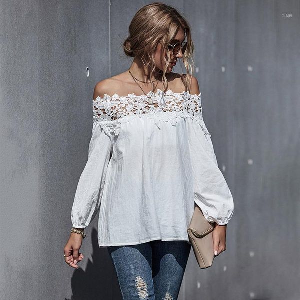 fashion women ladies floral lace solid color stitching long sleeve off shoulder puff sleeve french style blouse#351, White
fashion women ladies floral lace solid color stitching long sleeve off shoulder puff sleeve french style blouse#351, White
