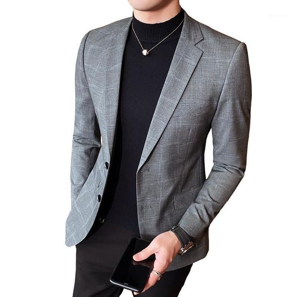 plaid blazer men business casual slim fit suit jacket 2020 new spring autumn wedding male dress coat clothing m-4xl1, White;black 
plaid blazer men business casual slim fit suit jacket 2020 new spring autumn wedding male dress coat clothing m-4xl1, White;black