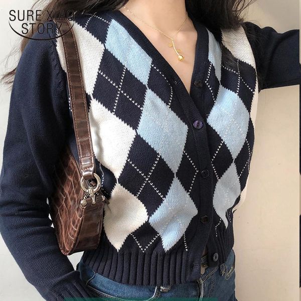 women's knits & tees casual cardigan sweaters plaid vintage v-neck long-sleeve knitted sweater women short winter clothing pull femme 1, White
women's knits & tees casual cardigan sweaters plaid vintage v-neck long-sleeve knitted sweater women short winter clothing pull femme 1, White
