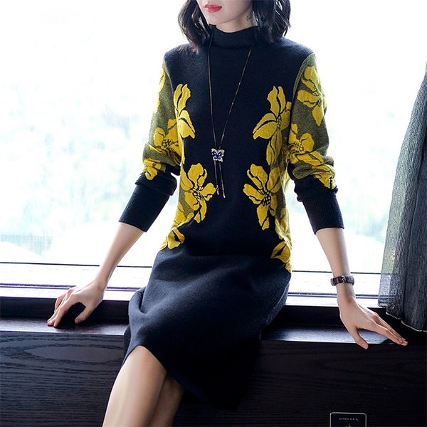 floral women winter turtleneck sweater dress female elegant knitting dress knee-length vintage dress female 201028, Black;gray
floral women winter turtleneck sweater dress female elegant knitting dress knee-length vintage dress female 201028, Black;gray