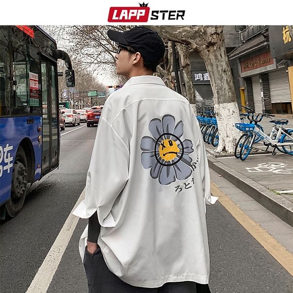 lappster men white flower korean shirts mens half sleeve harajuku black shirt male vintage casual clothing button up shirt 201120, White;black
lappster men white flower korean shirts mens half sleeve harajuku black shirt male vintage casual clothing button up shirt 201120, White;black