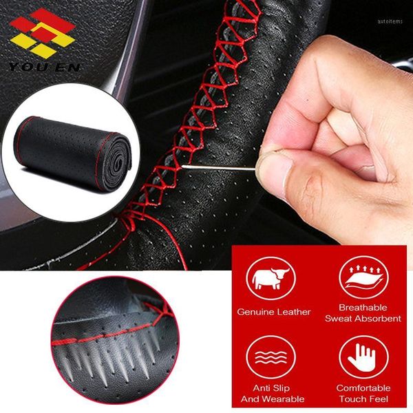 youen 38cm diy genuine cowhide car braid leather steering wheel cover black/red interior accessories1
youen 38cm diy genuine cowhide car braid leather steering wheel cover black/red interior accessories1