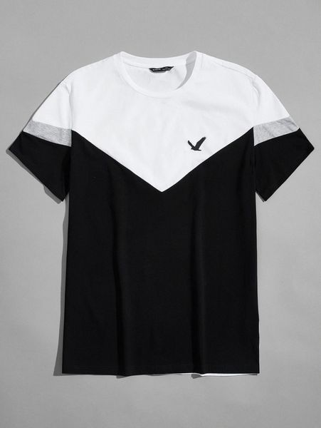 men bird print colorblock tee u6yu#, White;black 
men bird print colorblock tee u6yu#, White;black