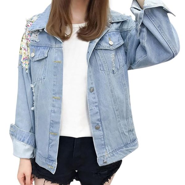 autumn women button jackets long sleeve pearl beading denim clothes outerwear open front jean warm jacket overcoat female coat, Black;brown
autumn women button jackets long sleeve pearl beading denim clothes outerwear open front jean warm jacket overcoat female coat, Black;brown