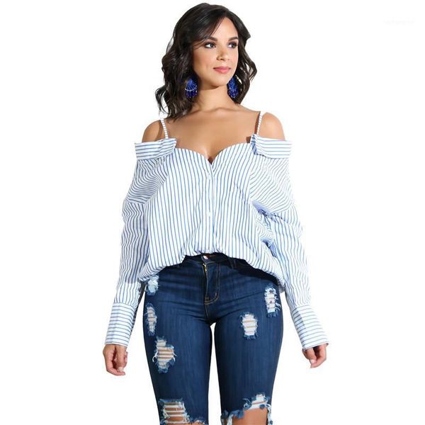 women blue striped blouse long sleeve off the shoulder shirt summer casual loose blouses button up shirts and blouses1, White
women blue striped blouse long sleeve off the shoulder shirt summer casual loose blouses button up shirts and blouses1, White