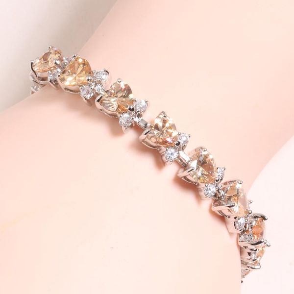 link, chain love heart champagne orange morganite silver plated argent link bracelet 6 7 inch l10036, Black
link, chain love heart champagne orange morganite silver plated argent link bracelet 6 7 inch l10036, Black