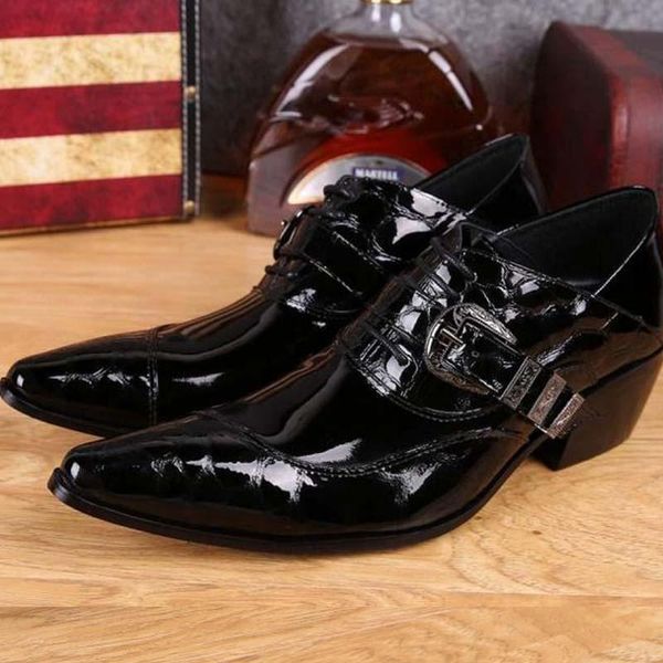 men's genuine leather pointed toe shoes lace-up business dress shoes men british style party wedding fashion buckle high heels, Black
men's genuine leather pointed toe shoes lace-up business dress shoes men british style party wedding fashion buckle high heels, Black