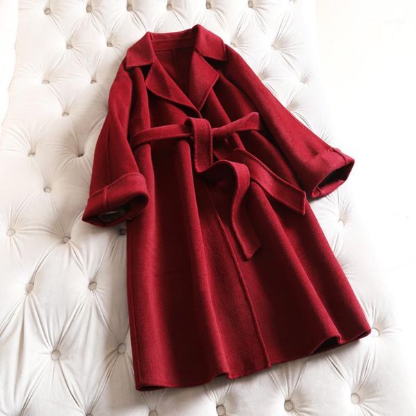 2020 new double-sided cashmere coat long women 100% wool overcoat wine red jacket show slim loose belt big size clothes solid1, Black
2020 new double-sided cashmere coat long women 100% wool overcoat wine red jacket show slim loose belt big size clothes solid1, Black