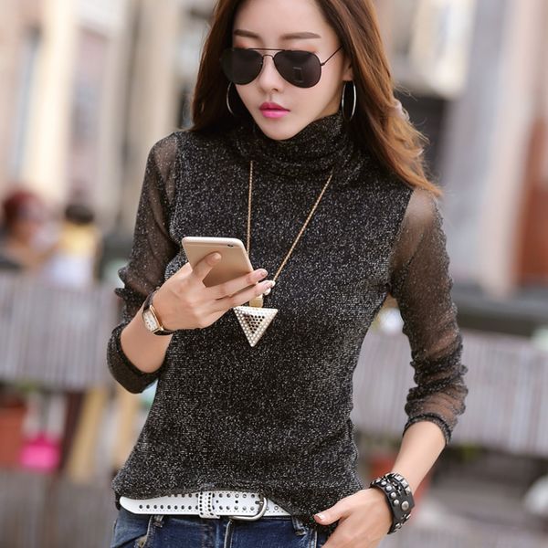 2019 autumn new korean style slim-fit mesh bright silk t- silk high collar long sleeve t-shirt women's base shirt 3oefl, White
2019 autumn new korean style slim-fit mesh bright silk t- silk high collar long sleeve t-shirt women's base shirt 3oefl, White