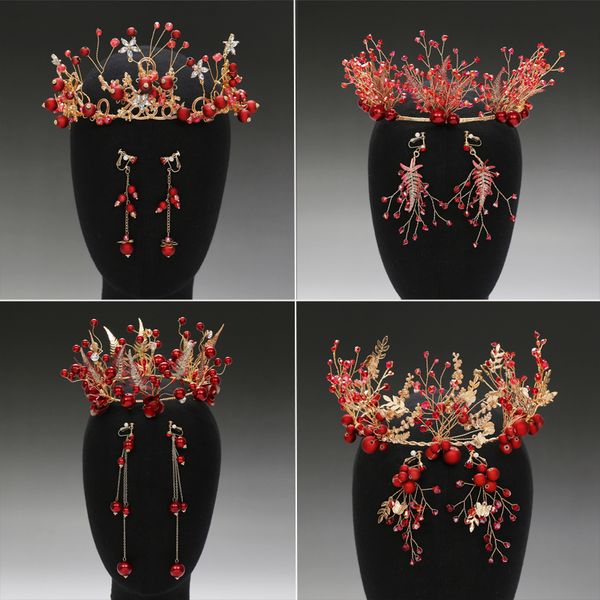 bridal headdress 2019 new wedding crown red band set mori xianmei hair ornament chinese style dress accessories, Silver
bridal headdress 2019 new wedding crown red band set mori xianmei hair ornament chinese style dress accessories, Silver
