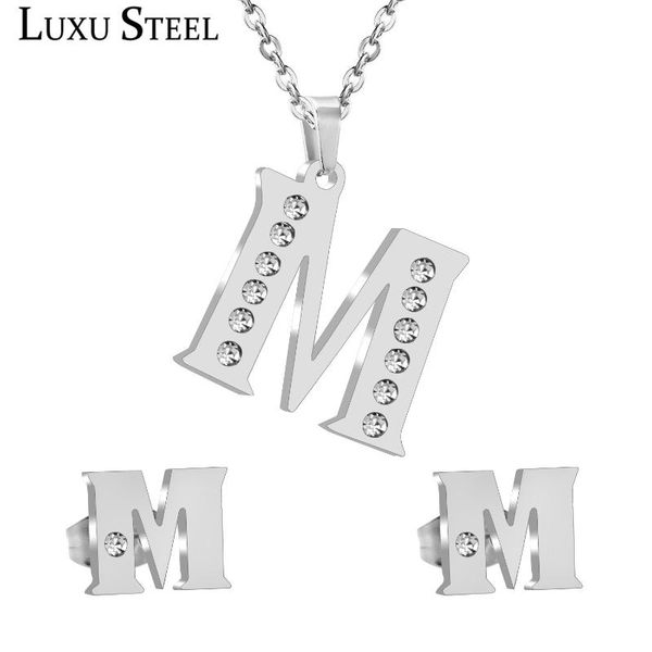 luxusteel cubic zirconia letter necklace earrings sets female accessories stainless steel chains necklace collars accessories, Silver
luxusteel cubic zirconia letter necklace earrings sets female accessories stainless steel chains necklace collars accessories, Silver