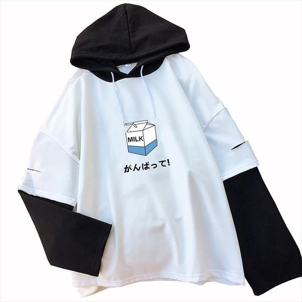 women autumn hoodies fashion japanese harajuku cute cotton milk box print loose sweatshirts girl patchwork camisetas, Black
women autumn hoodies fashion japanese harajuku cute cotton milk box print loose sweatshirts girl patchwork camisetas, Black