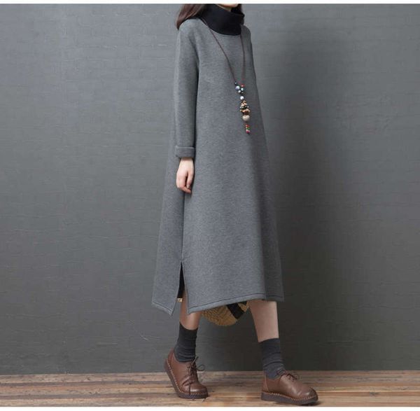new korean women's loose large 2019 casual high collar long sleeve medium length plush sweater dress, Black;gray
new korean women's loose large 2019 casual high collar long sleeve medium length plush sweater dress, Black;gray