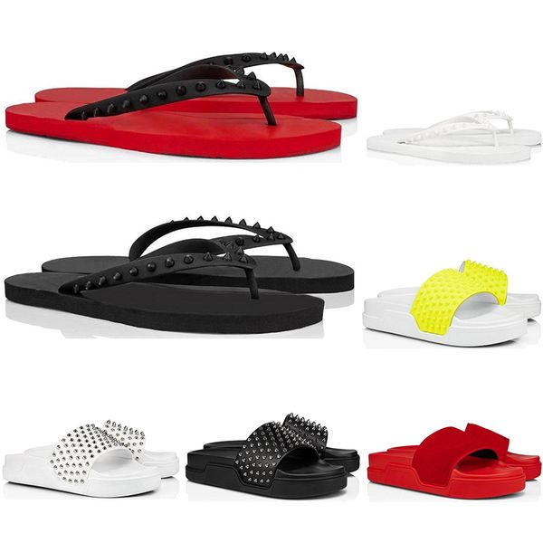 men women slippers red bottoms spikes ladies beach slipper tide male home non-slip leather outdoor casual flip flops size 38-46, Black
men women slippers red bottoms spikes ladies beach slipper tide male home non-slip leather outdoor casual flip flops size 38-46, Black