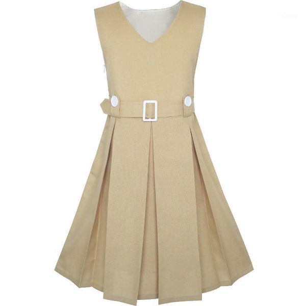 girl's dresses girls dress khaki button back school uniform pleated hem 2021 summer princess wedding party kids clothes pageant1, Red;yellow
girl's dresses girls dress khaki button back school uniform pleated hem 2021 summer princess wedding party kids clothes pageant1, Red;yellow