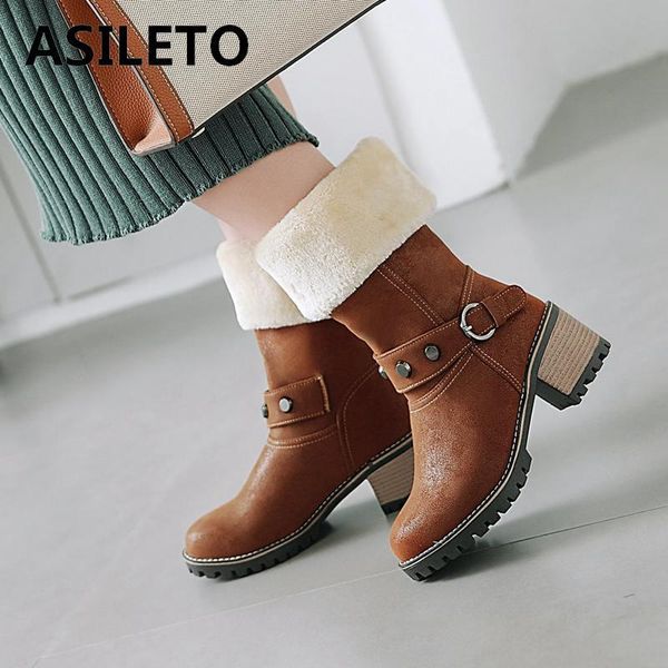 asileto brand women's winter shoes warm mid calf boots women boots fur snow female rivet botas feminina footwear bota s769, Black
asileto brand women's winter shoes warm mid calf boots women boots fur snow female rivet botas feminina footwear bota s769, Black