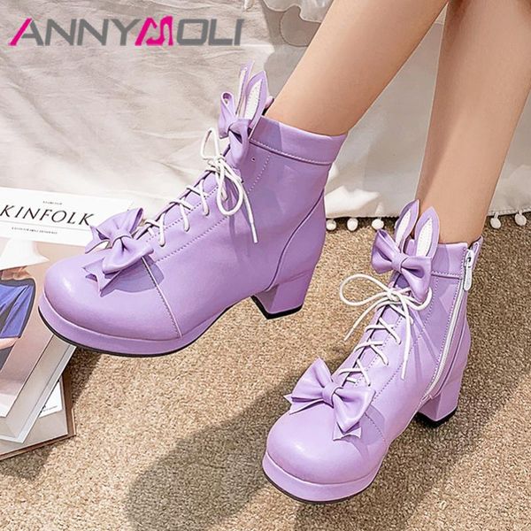 annymoli bow high heel ankle boots zip thick heel woman boots zip platform short lace up female shoes white purple size 46, Black
annymoli bow high heel ankle boots zip thick heel woman boots zip platform short lace up female shoes white purple size 46, Black