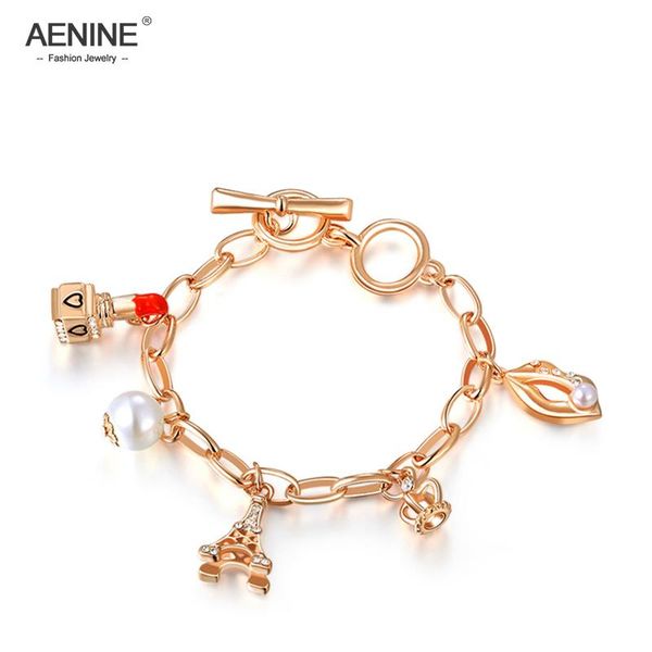 link, chain aenine charm bracelet lipstick tower crown simulated pearl bangle bracelets for women fashion jewelry christmas gift b150170380r, Black
link, chain aenine charm bracelet lipstick tower crown simulated pearl bangle bracelets for women fashion jewelry christmas gift b150170380r, Black