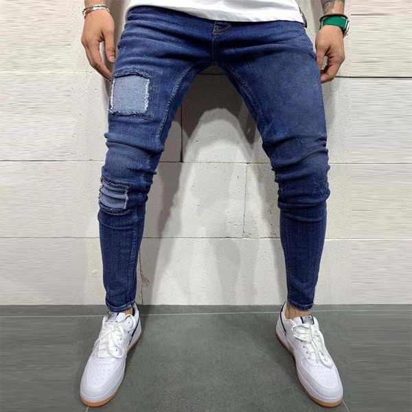 men's jeans missky men long pants fashion middle waist patch denim trousers for adults male spring autumn1, Blue
men's jeans missky men long pants fashion middle waist patch denim trousers for adults male spring autumn1, Blue