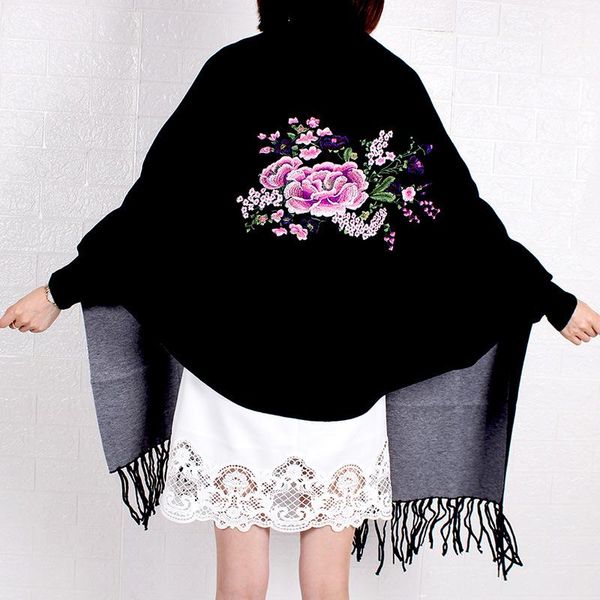 scarves women's autumn winter thick knitted embroidery big scarf imitation cashmere with sleeves cloak air conditioning shawl, Blue;gray
scarves women's autumn winter thick knitted embroidery big scarf imitation cashmere with sleeves cloak air conditioning shawl, Blue;gray