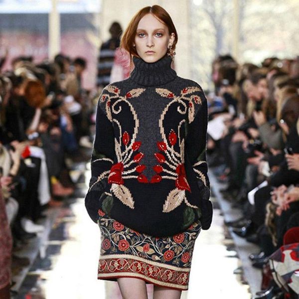 wholesale- ecombird fashion 2017 runway designer sweater women's long sleeve turtleneck luxurious embroidery pullover sweater1, White;black
wholesale- ecombird fashion 2017 runway designer sweater women's long sleeve turtleneck luxurious embroidery pullover sweater1, White;black