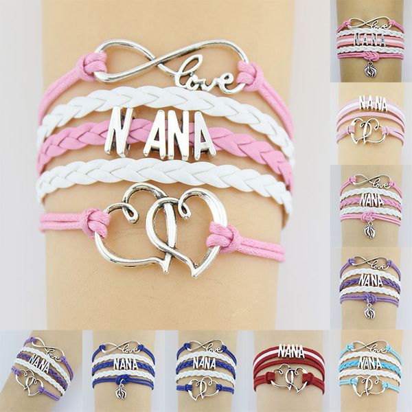 infinity love nana double heart foot charm bracelet wrap rope leather for women jewelry leather bracelets & bangles gifts, Golden;silver
infinity love nana double heart foot charm bracelet wrap rope leather for women jewelry leather bracelets & bangles gifts, Golden;silver