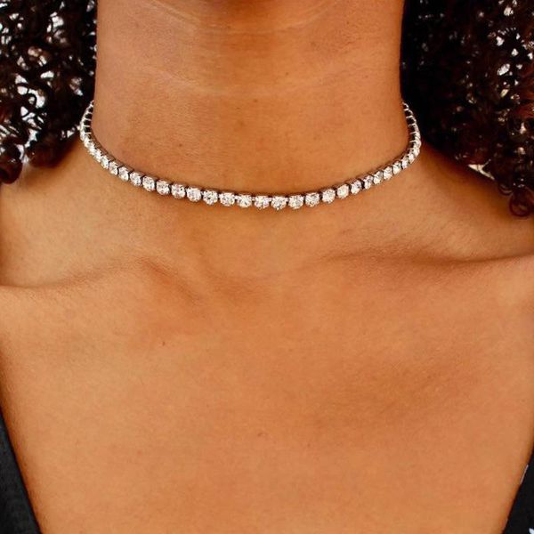 chains crystal zircon choker necklaces for women rhinestone tennis necklace collares chain gothic jewelry bijoux, Silver
chains crystal zircon choker necklaces for women rhinestone tennis necklace collares chain gothic jewelry bijoux, Silver