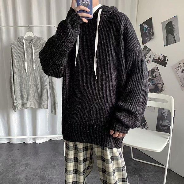 men's sweaters -xxl crewneck vintage sweater men long sleeve korean streetwear oversized knitwear with hooded mens clothes, White;black
men's sweaters -xxl crewneck vintage sweater men long sleeve korean streetwear oversized knitwear with hooded mens clothes, White;black