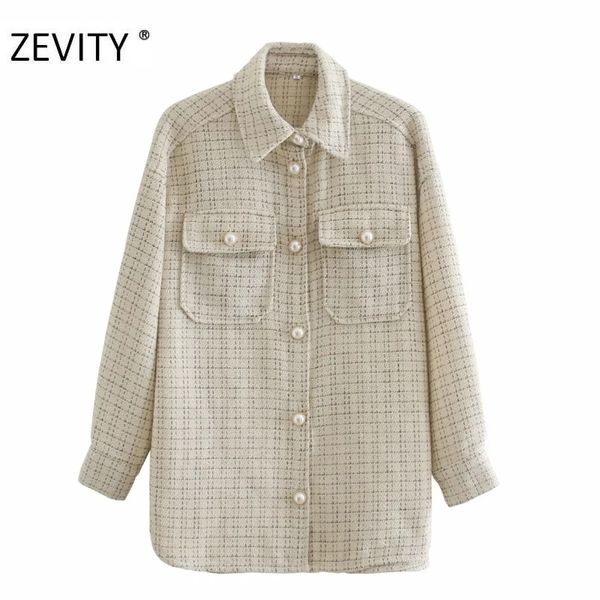 zevity new women vintage plaid pockets shirt coat female long sleeve pearl buttons outwear coats casual chic jacket ct566 201112, Black;brown
zevity new women vintage plaid pockets shirt coat female long sleeve pearl buttons outwear coats casual chic jacket ct566 201112, Black;brown