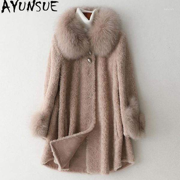 ayunsue women's fur coat female sheep shearling fur winter jacket women collar wool coats long jackets manteau femme my1, Black
ayunsue women's fur coat female sheep shearling fur winter jacket women collar wool coats long jackets manteau femme my1, Black