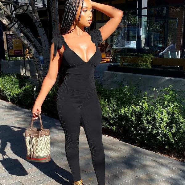 joskaa autumn new solid color pleated deep v neck backless sleeveless shoulder strap bodycon skinny women's jumpsuit1, Black;white
joskaa autumn new solid color pleated deep v neck backless sleeveless shoulder strap bodycon skinny women's jumpsuit1, Black;white