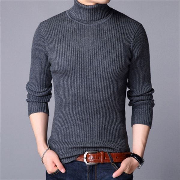 

sweater men winter turtleneck thick warm sweater brand mens sweaters slim fit pullover men knitwear male double collar pullovers 201118, White;black