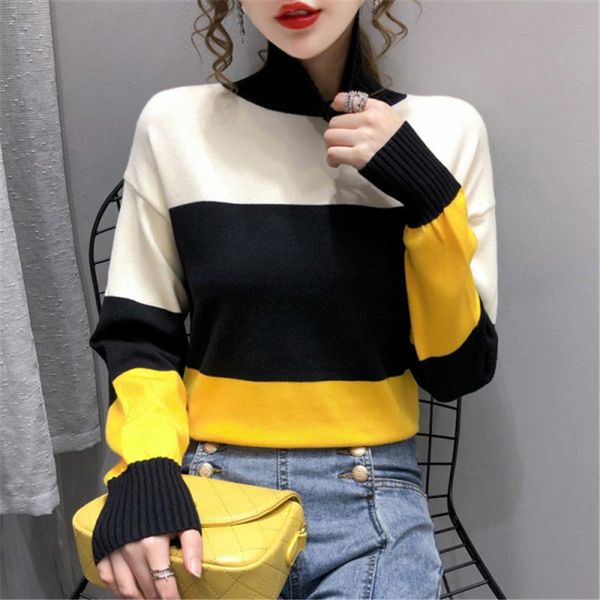 women's sweaters turtleneck base sweater female 2021 autumn winter slim striped pullover women long sleeve casual, White;black
women's sweaters turtleneck base sweater female 2021 autumn winter slim striped pullover women long sleeve casual, White;black