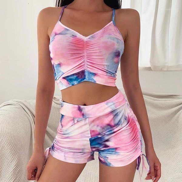 two piece dress 2021 women fashion tie-dyed elastic slim tanks cami drawstring shorts set ladies home casual sport fitness clothing set1, White
two piece dress 2021 women fashion tie-dyed elastic slim tanks cami drawstring shorts set ladies home casual sport fitness clothing set1, White