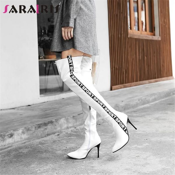 sarairis new big size 32-43 female boots over the knee boots women pointed toe thin high heels thigh high shoes woman, Black 
sarairis new big size 32-43 female boots over the knee boots women pointed toe thin high heels thigh high shoes woman, Black