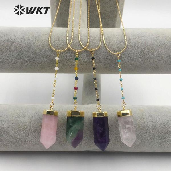pendant necklaces wt-n1180 natural stone necklace rose quart z / fluorite with gem beads gold electroplated chain woman, Silver
pendant necklaces wt-n1180 natural stone necklace rose quart z / fluorite with gem beads gold electroplated chain woman, Silver