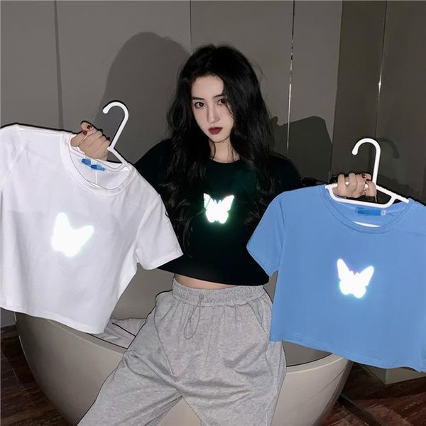 2020 new casual butterfly reflective print t shirts women ins fashion o neck short sleeve tees femme summer slim ladies, White
2020 new casual butterfly reflective print t shirts women ins fashion o neck short sleeve tees femme summer slim ladies, White