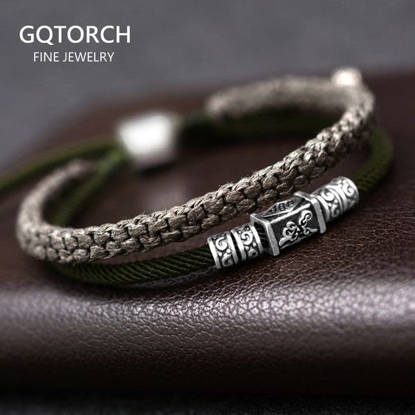 925 silver lucky charm bracelet braided for men double layers adjustable tibetan handmade knots lucky rope bracelet personalized 1028, Black
925 silver lucky charm bracelet braided for men double layers adjustable tibetan handmade knots lucky rope bracelet personalized 1028, Black