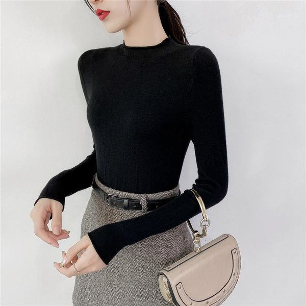women's sweaters 2021 solid winter thick sweater women knitted ribbed pullover mock-neck long skinny slim jumper soft warm pull femme1, White;black
women's sweaters 2021 solid winter thick sweater women knitted ribbed pullover mock-neck long skinny slim jumper soft warm pull femme1, White;black