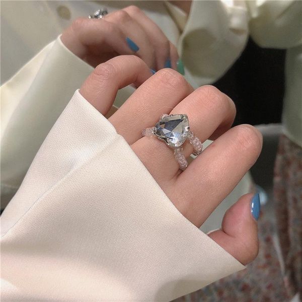 2020 kpop aesthetic heart shaped double layer transparent crystal bead rings for women girls party wedding engagement jewelry, Golden;silver 
2020 kpop aesthetic heart shaped double layer transparent crystal bead rings for women girls party wedding engagement jewelry, Golden;silver
